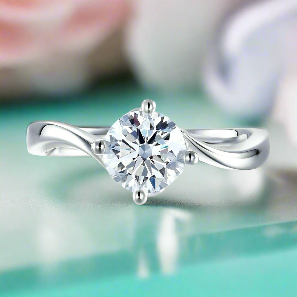 1.0 Ct Swirl White Gold Diamond Ring-Evani Naomi Jewelry