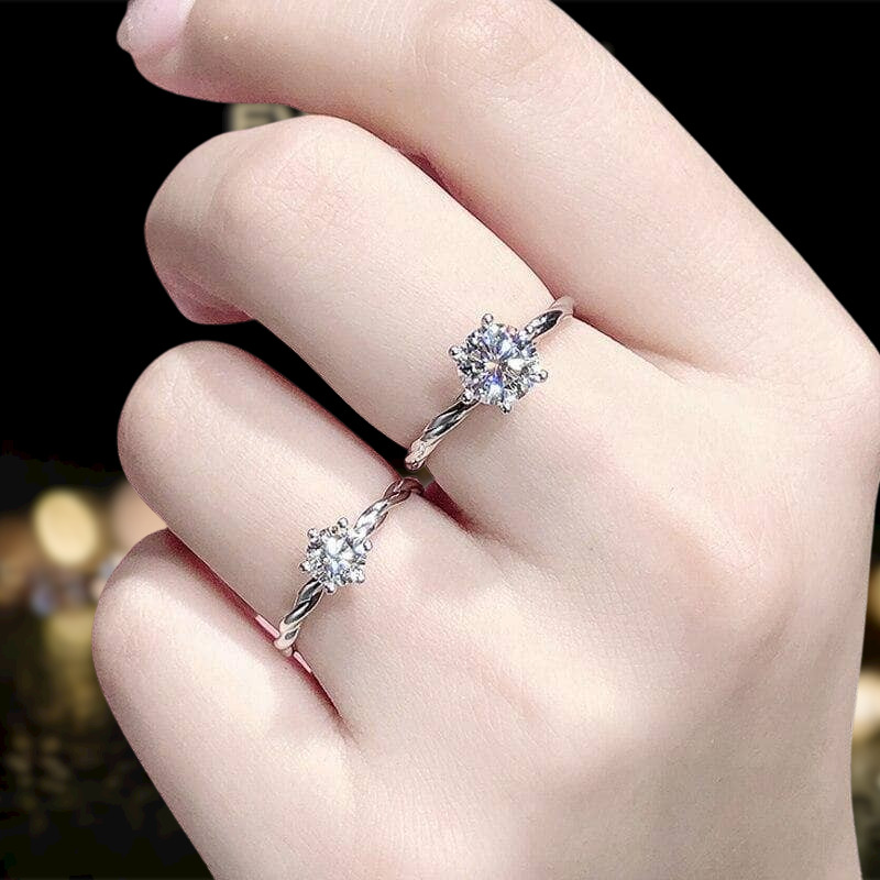 1.0 Ct Twist Band White Gold Engagement Ring-Evani Naomi Jewelry