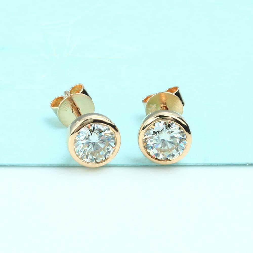 1.0 Cttw Round Diamond 18k Yellow Gold Stud Earrings-Evani Naomi Jewelry