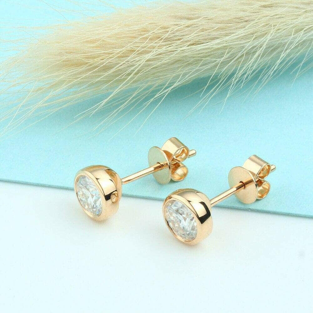 1.0 Cttw Round Diamond 18k Yellow Gold Stud Earrings-Evani Naomi Jewelry