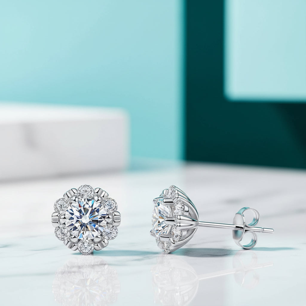 1.0 Cttw Round Diamond Flower Stud Earrings-Evani Jewelry