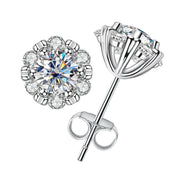 1.0 Cttw Round Diamond Flower Stud Earrings-Evani Naomi Jewelry