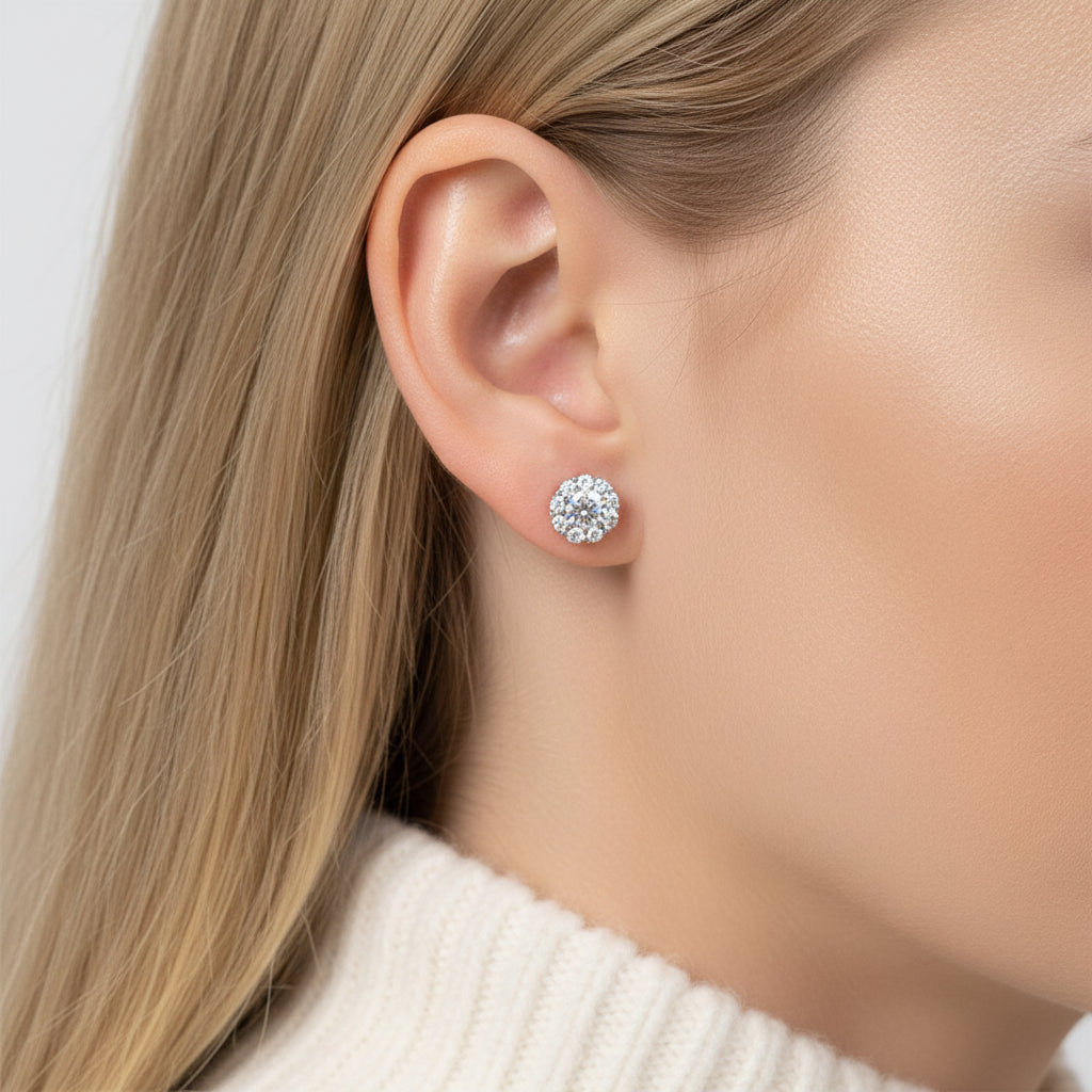 1.0 Cttw Round Diamond Flower Stud Earrings-Evani Jewelry