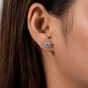 1.0 Cttw Round Diamond Flower Stud Earrings-Evani Naomi Jewelry