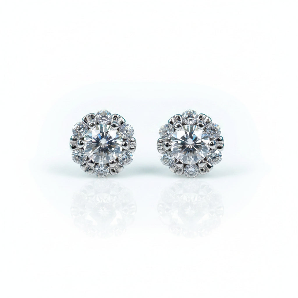 1.0 Cttw Round Diamond Flower Stud Earrings-Evani Jewelry