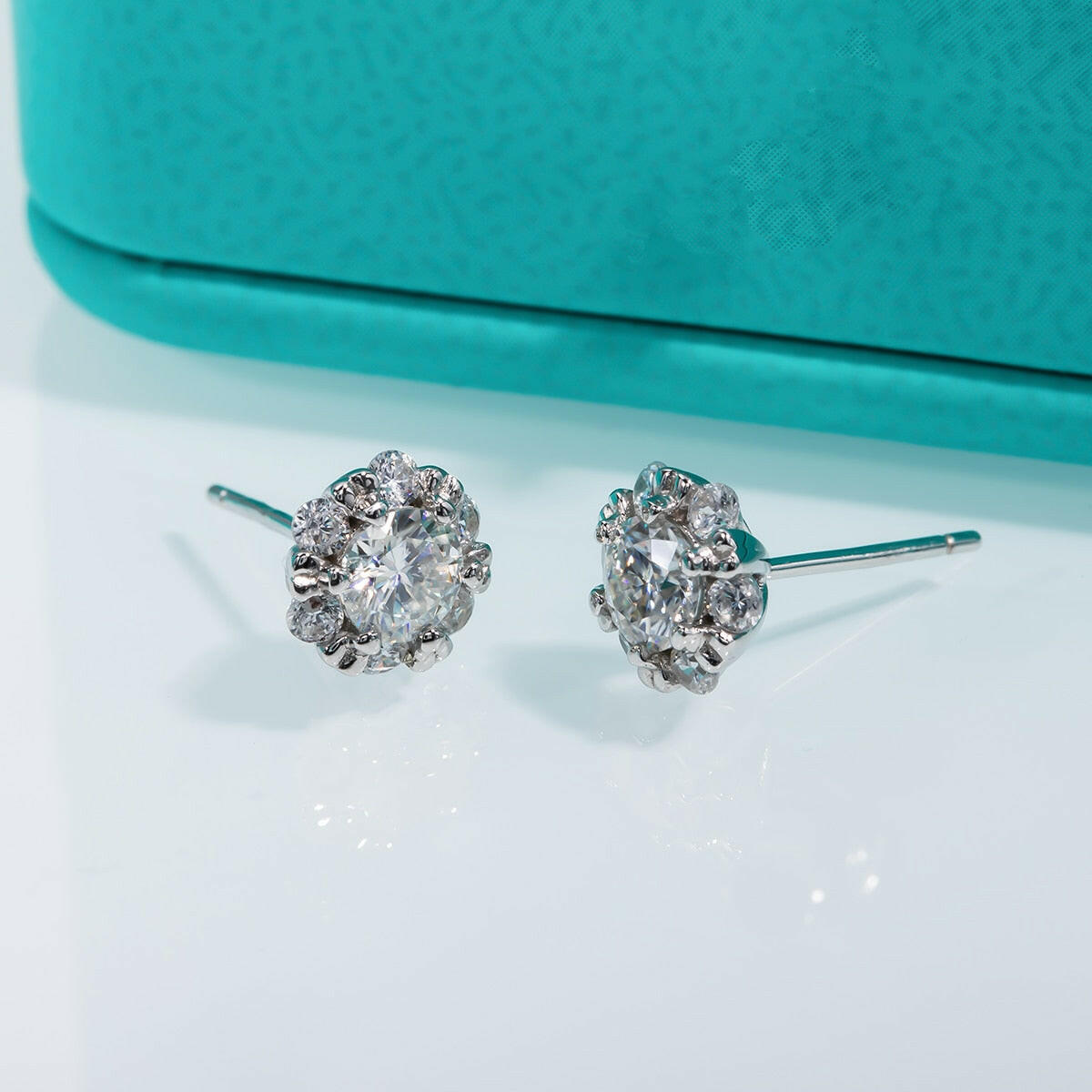 1.0 Cttw Round Diamond Flower Stud Earrings-Evani Naomi Jewelry