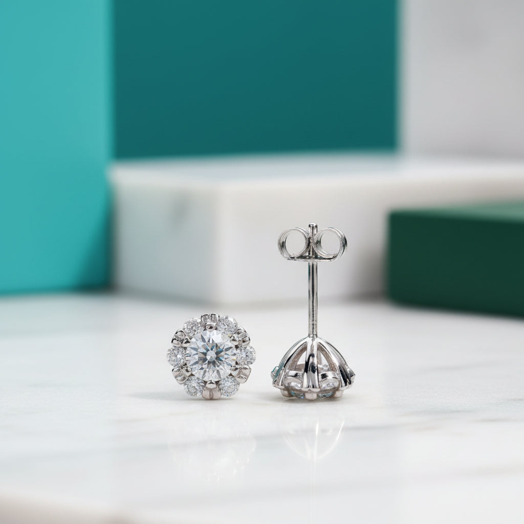 1.0 Cttw Round Diamond Flower Stud Earrings-Evani Jewelry