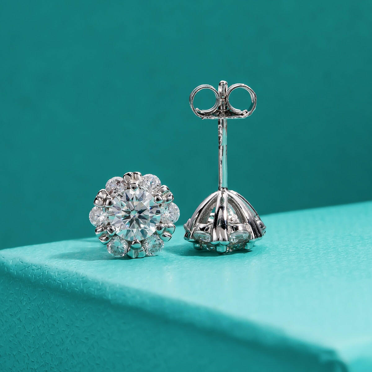 1.0 Cttw Round Diamond Flower Stud Earrings-Evani Naomi Jewelry
