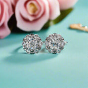 1.0 Cttw Round Diamond Flower Stud Earrings-Evani Naomi Jewelry