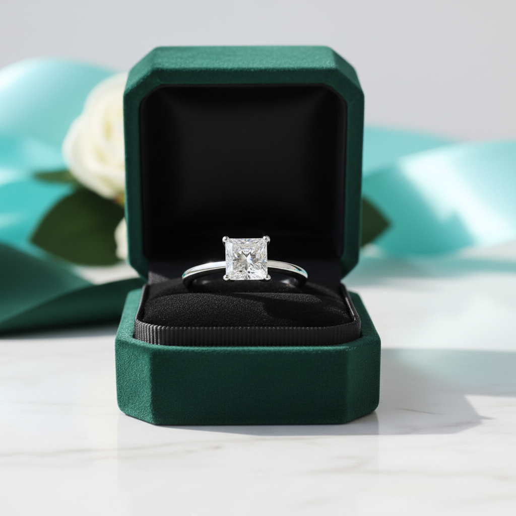 1.0 ct Princess-cut Diamond Option Solitaire Engagement Ring - Evani Naomi Jewelry