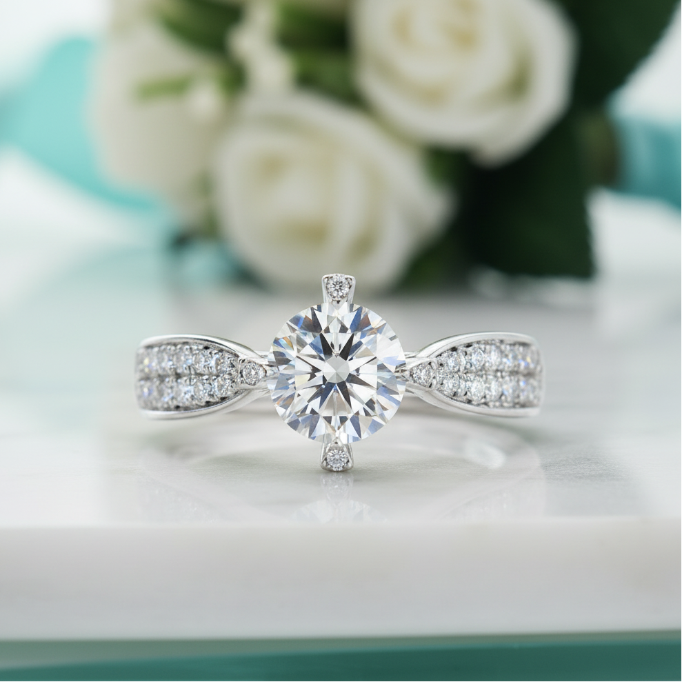 1.0 ct Round Cut Diamond Engagement Ring-Evani Jewelry