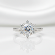 1.0 ct Round Cut Flower Style White Gold Diamond Option Ring - Evani Naomi Jewelry