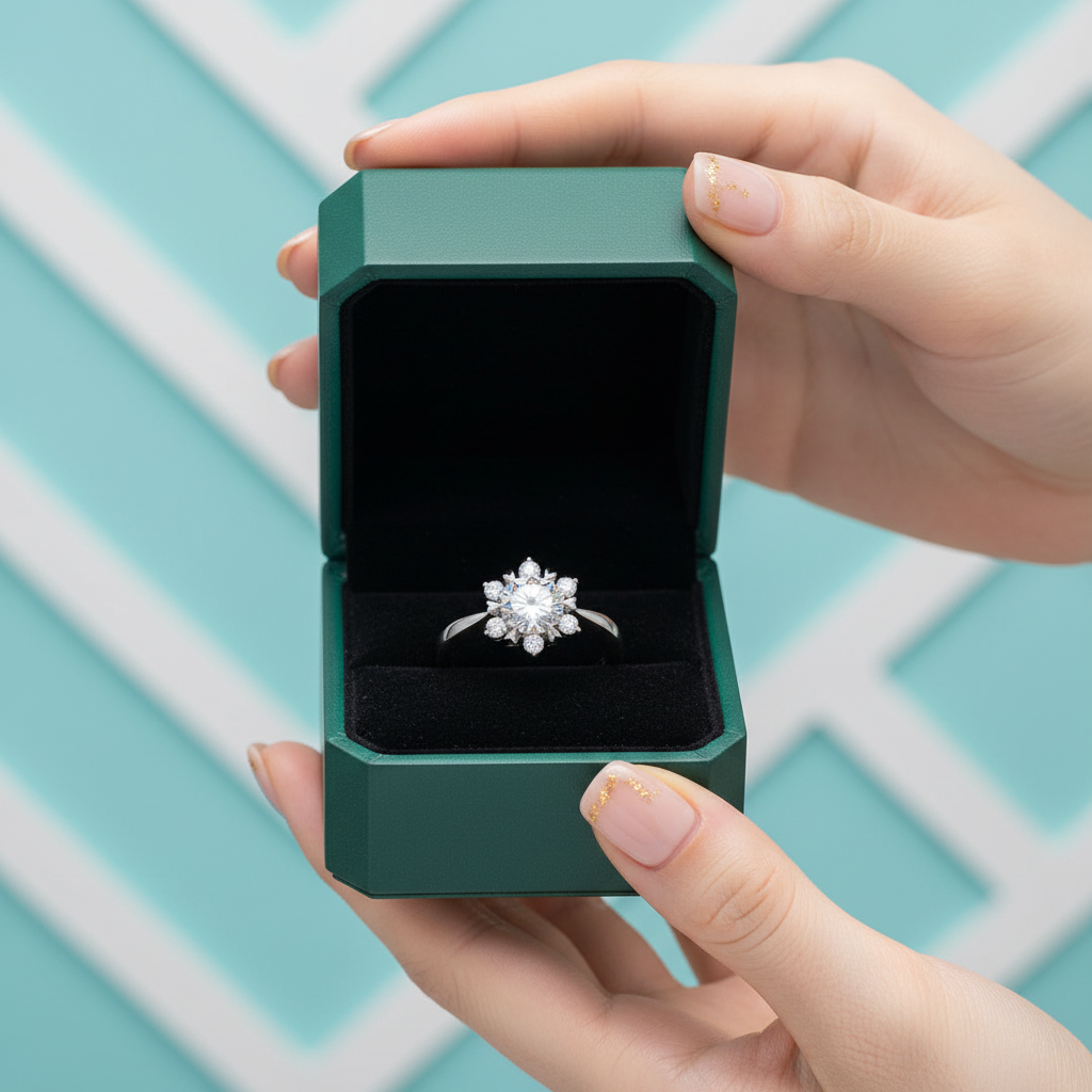 1.0 ct Round Cut Flower Style White Gold Diamond Option Ring - Evani Naomi Jewelry