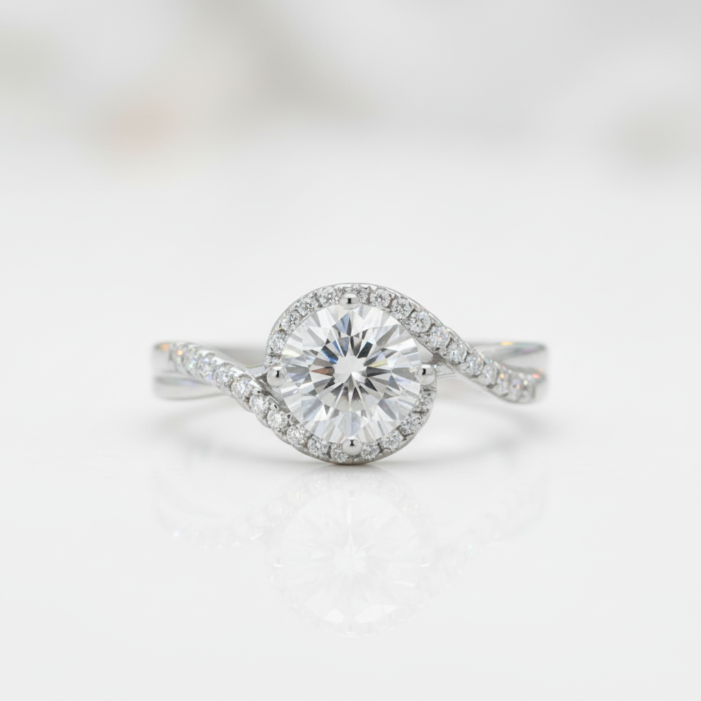 1.0 ct Round Diamond Option Twist Band Engagement Ring - Evani Naomi Jewelry
