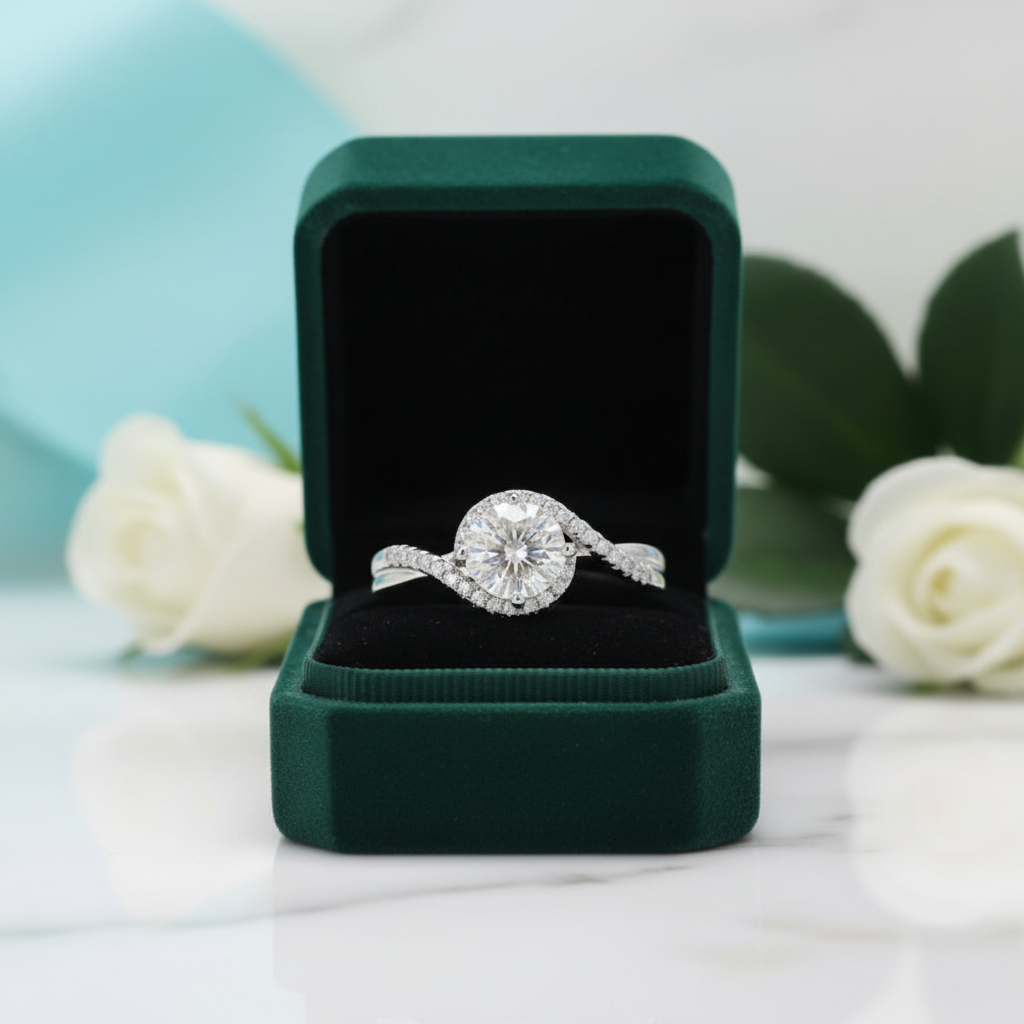 1.0 ct Round Diamond Option Twist Band Engagement Ring - Evani Naomi Jewelry
