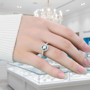 1.0 ct Round Green Diamond Option Halo Engagement Ring - Evani Naomi Jewelry