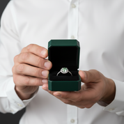 1.0 ct Round Green Diamond Option Halo Engagement Ring - Evani Naomi Jewelry