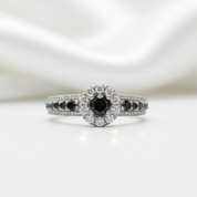 1.00 Ct Round Cut Black Diamond Option Engagement Ring - Evani Naomi Jewelry