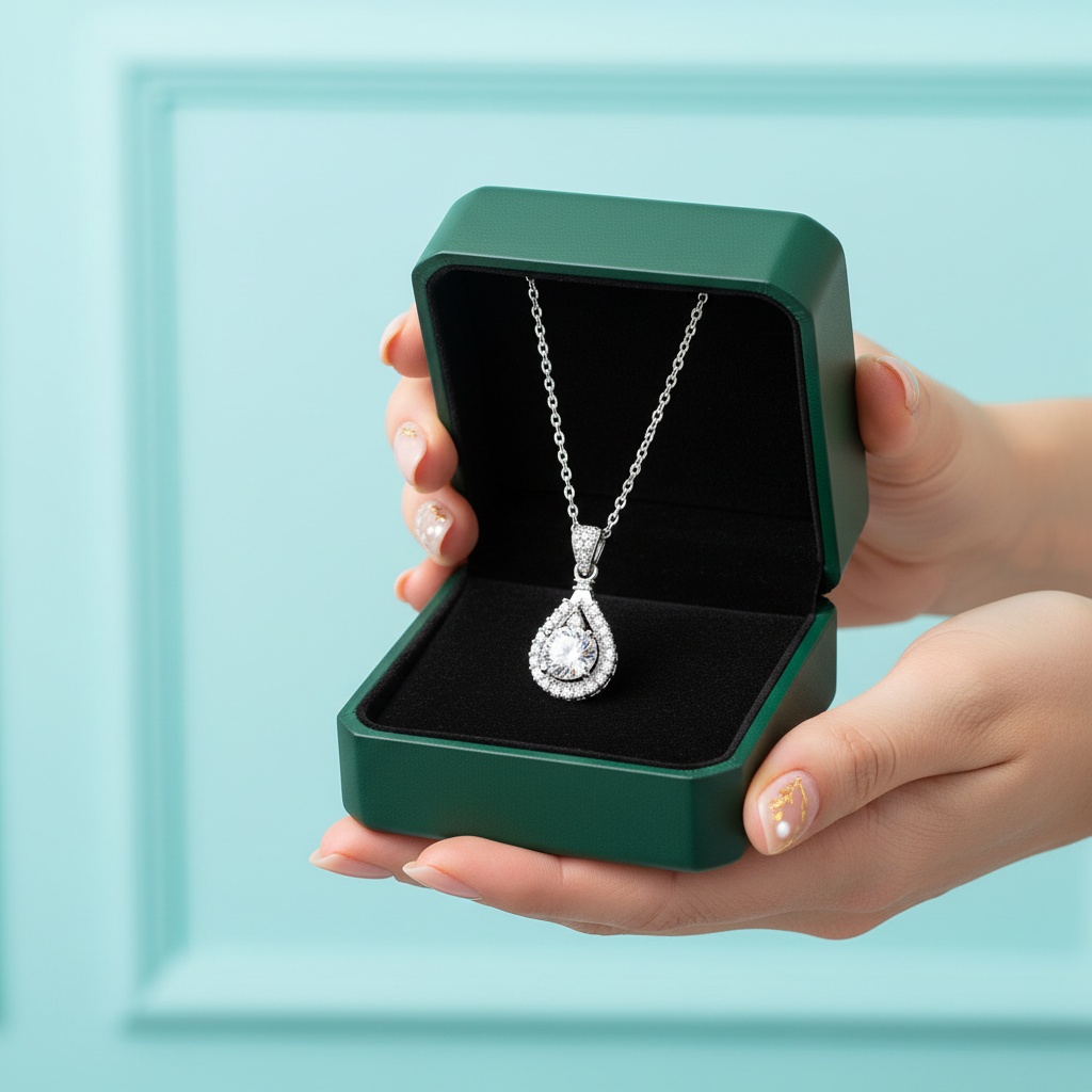 1.00 ct 6.5mm Diamond Option Water Drop Necklace