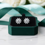1.00 ct Blue-Green Diamond Option Flower Stud Earrings