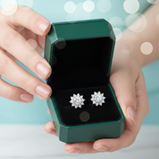 1.00 ct Blue-Green Diamond Option Flower Stud Earrings