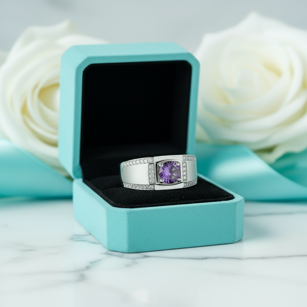 1.00 ct Alexandrite Channel Side Stones Men's Ring-Evani Jewelry