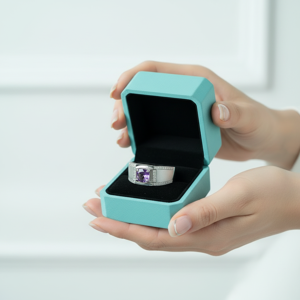 1.00 ct Alexandrite Channel Side Stones Men's Ring-Evani Jewelry