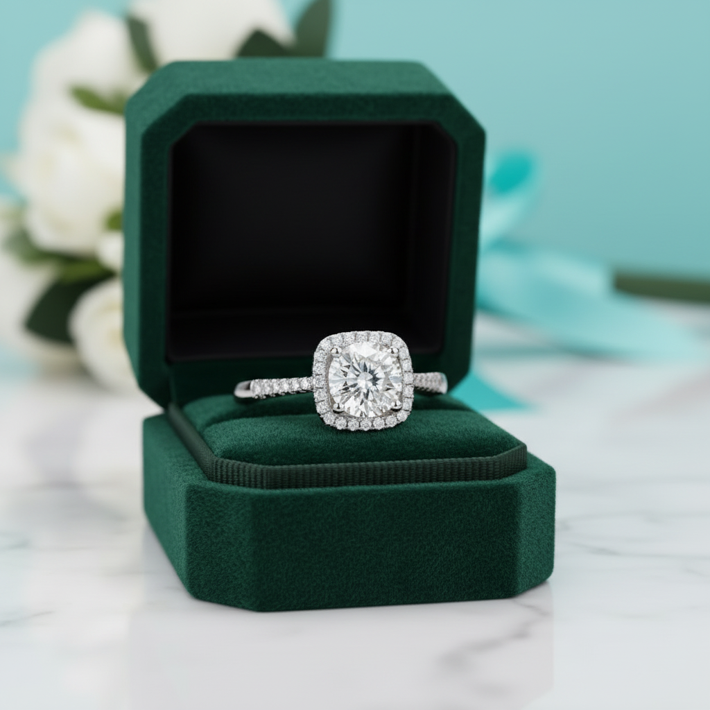 1.00 ct Diamond Option Square Halo Engagement Ring - Evani Naomi Jewelry