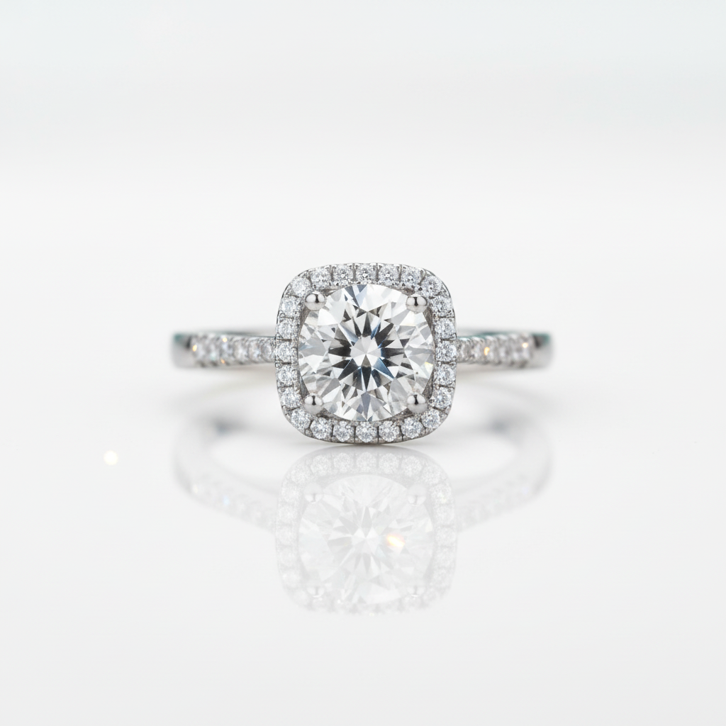 1.00 ct Diamond Option Square Halo Engagement Ring - Evani Naomi Jewelry