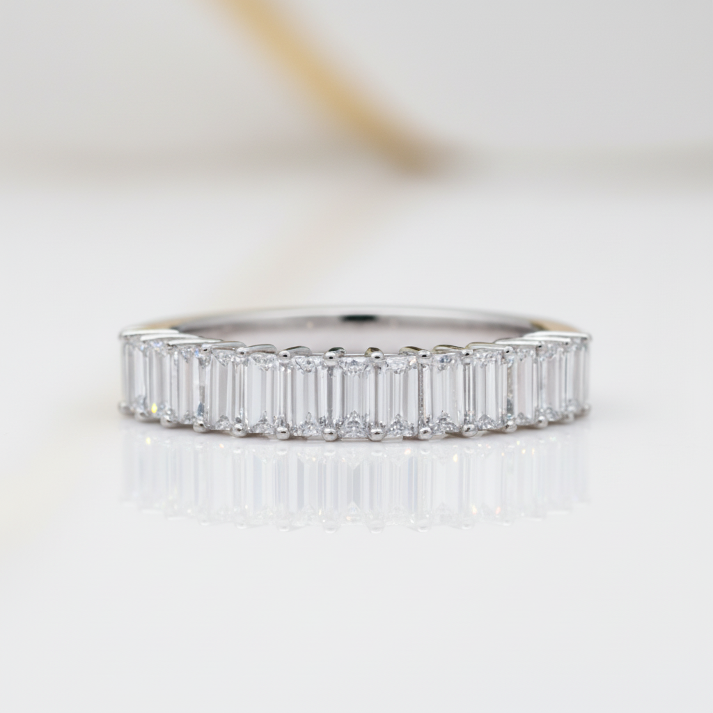 1.00 ct Emerald-cut Diamond Option Half Eternity Wedding Band