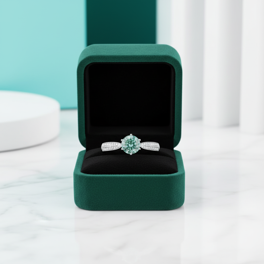 1.00 ct Green Diamond Option Engagement Ring - Evani Naomi Jewelry