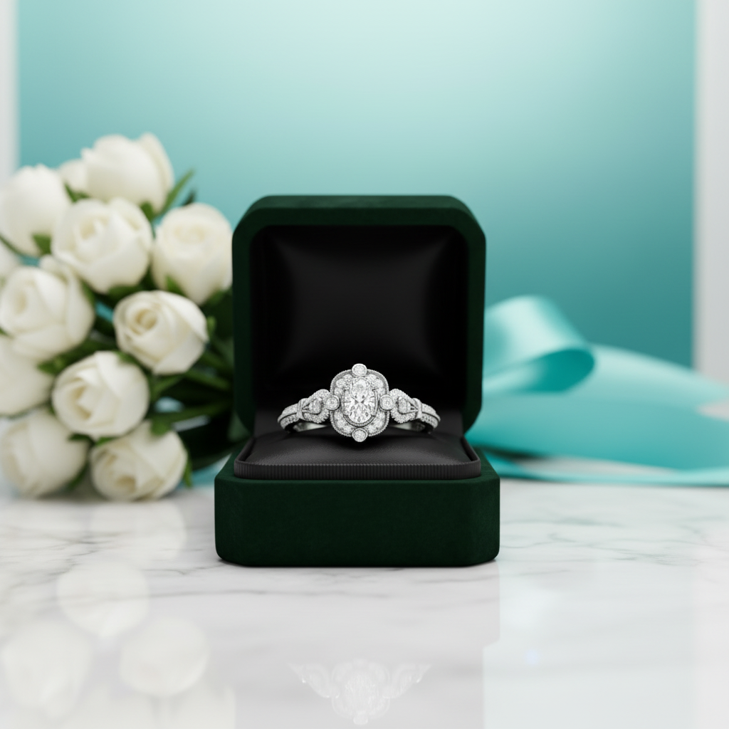 1.00 ct Oval Cut Diamond Option Vintage Style Engagement Ring - Evani Naomi Jewelry