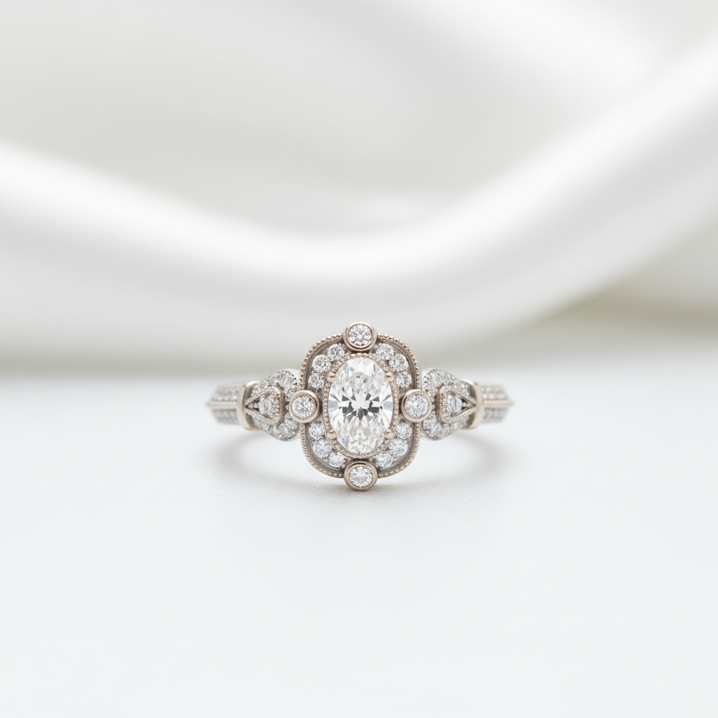 1.00 ct Oval Cut Diamond Option Vintage Style Engagement Ring - Evani Naomi Jewelry