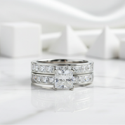 1.00 ct Princess-cut Diamond Birthstone Bridal Set-Evani Jewelry