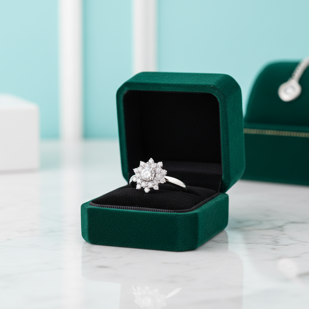 1.00 ct Round Brilliant Cut Diamond Option Flower Engagement Ring - Evani Naomi Jewelry