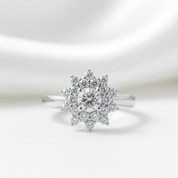 1.00 ct Round Brilliant Cut Diamond Option Flower Engagement Ring - Evani Naomi Jewelry