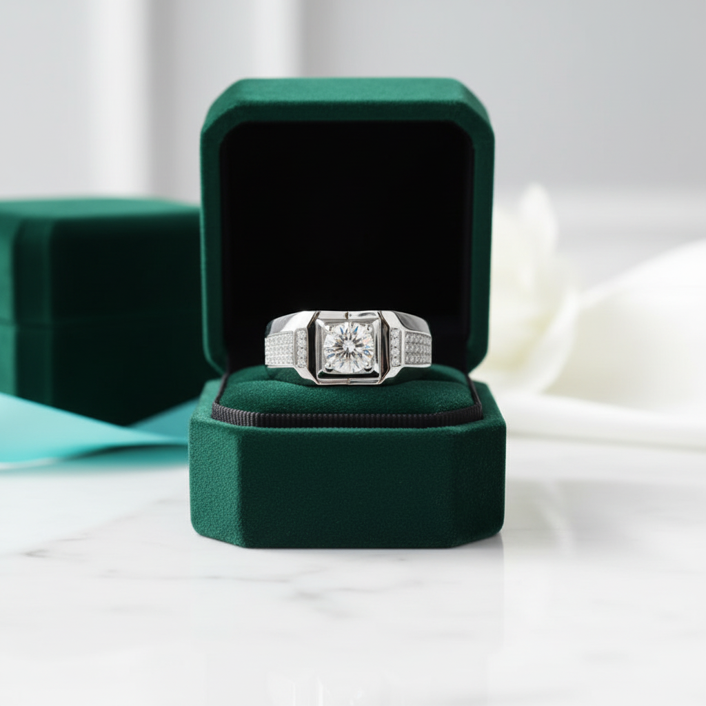 1.00 ct Round-cut Diamond Option Cluster Men's Rings - Evani Naomi Jewelry