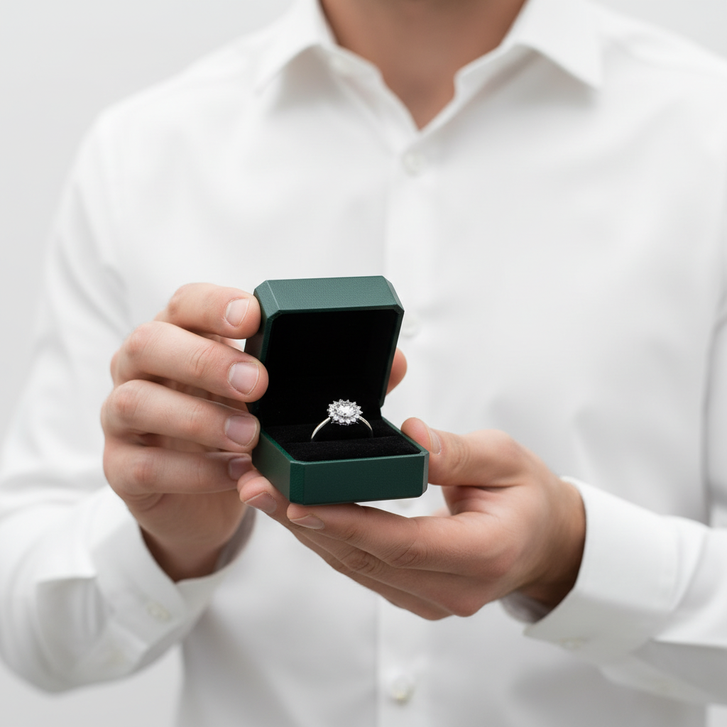 1.00 ct Sunflower Shaped Halo Diamond OptionEngagement Ring - Evani Naomi Jewelry