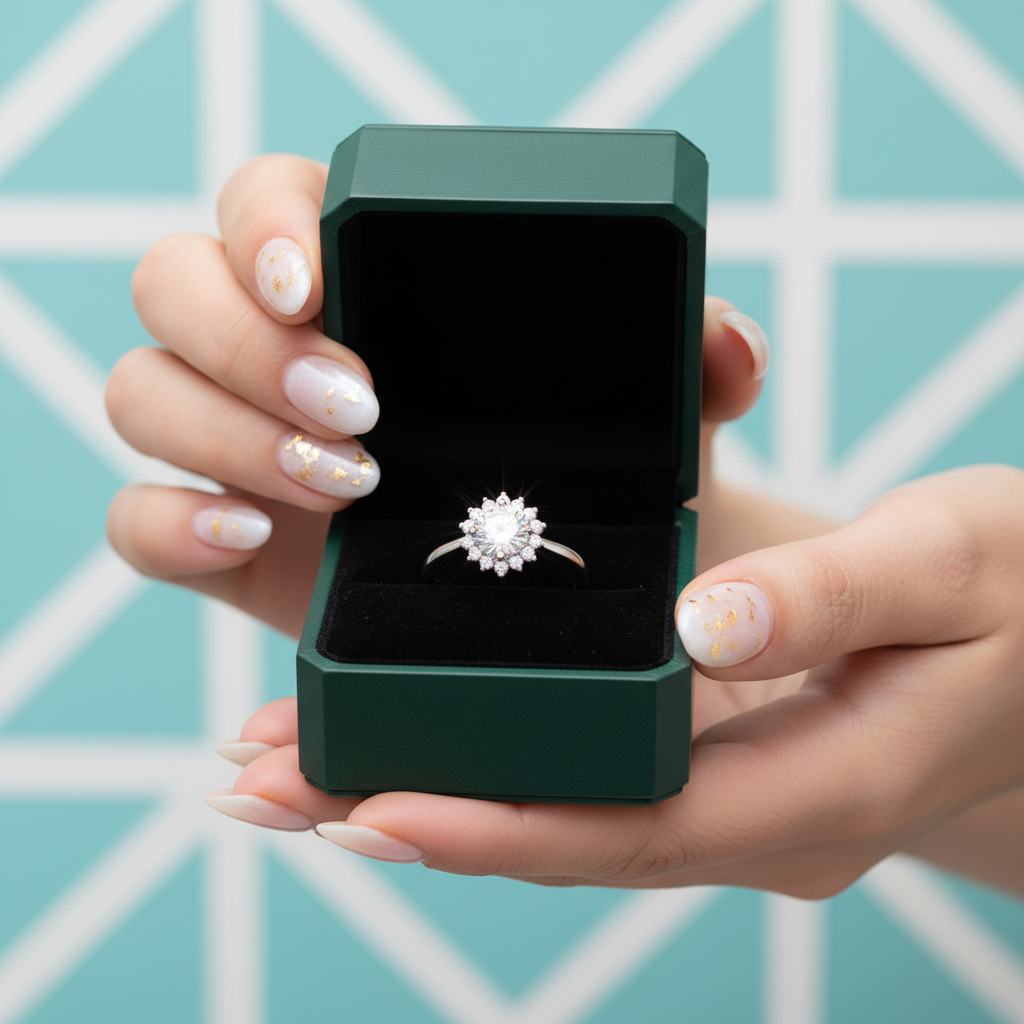 1.00 ct Sunflower Shaped Halo Diamond OptionEngagement Ring - Evani Naomi Jewelry