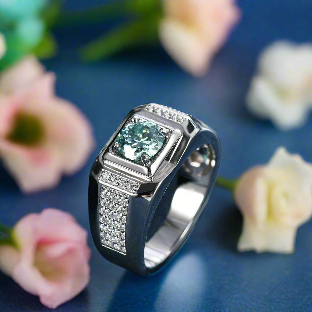 1.00 ct. Green Diamond Men's Cluster Ring-Evani Jewelry