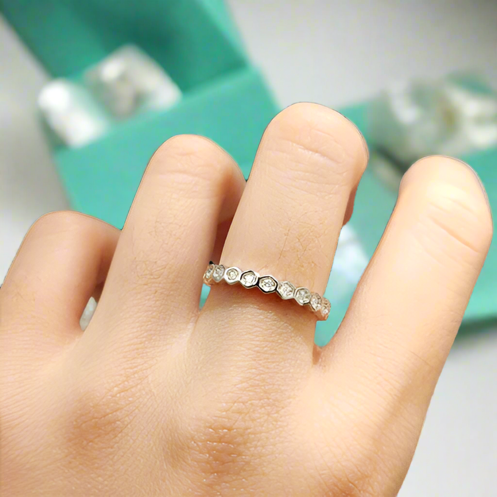 1.0ct Diamond Honeycomb Shaped Platinum Wedding Band-Evani Naomi Jewelry