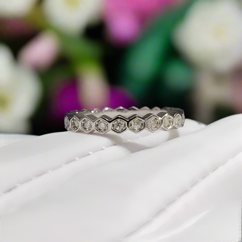 1.0ct Diamond Honeycomb Shaped Platinum Wedding Band-Evani Naomi Jewelry