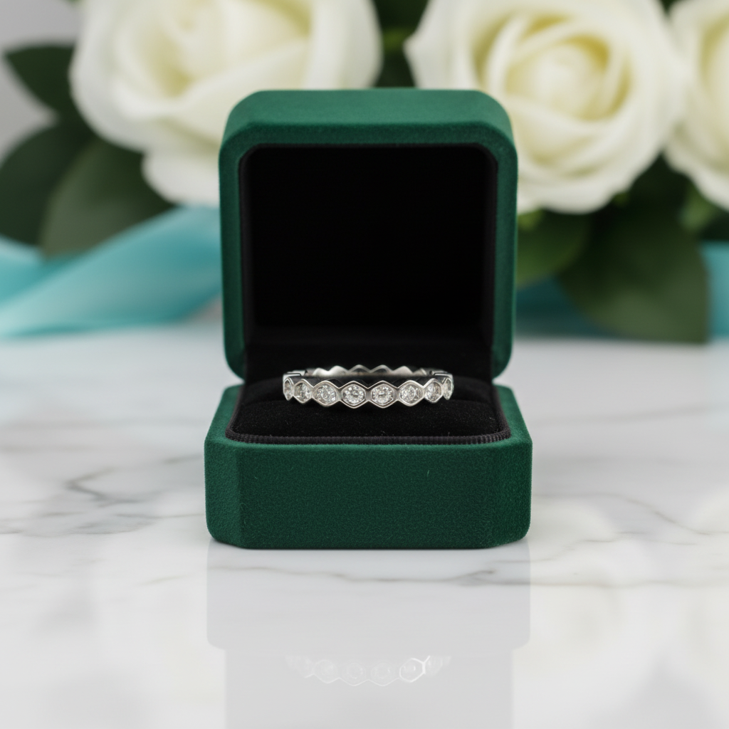 1.0ct Diamond Honeycomb Shaped Platinum Wedding Band-Evani Jewelry