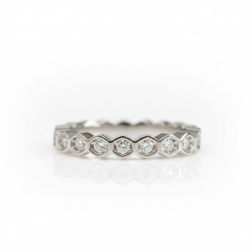 1.0ct Diamond Option Honeycomb Shaped Platinum Wedding Band - Evani Naomi Jewelry