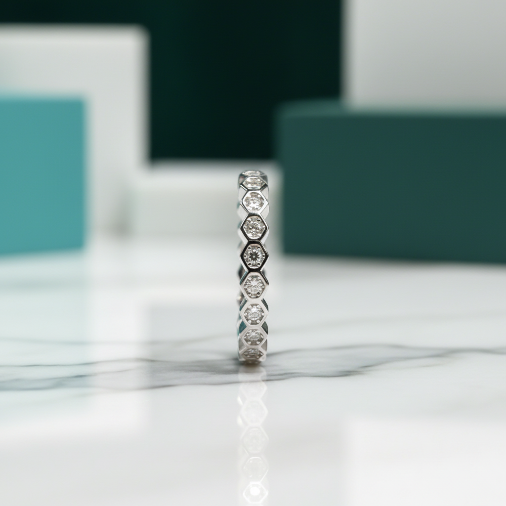 1.0ct Diamond Honeycomb Shaped Platinum Wedding Band-Evani Jewelry