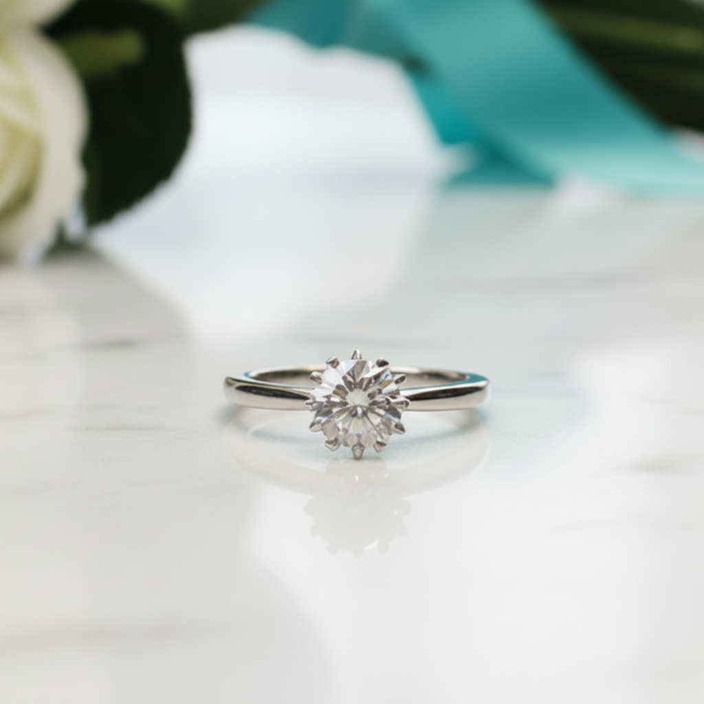 1.0ct Diamond Snowflake White Gold Engagement Ring-Evani Jewelry