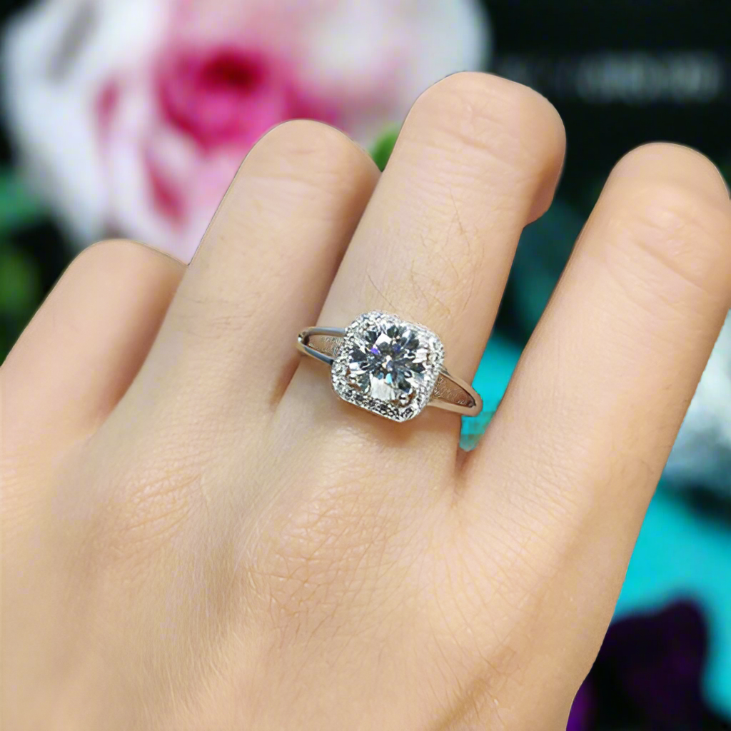 1.0ct Diamond Split Shank White Gold Engagement Ring-Evani Jewelry