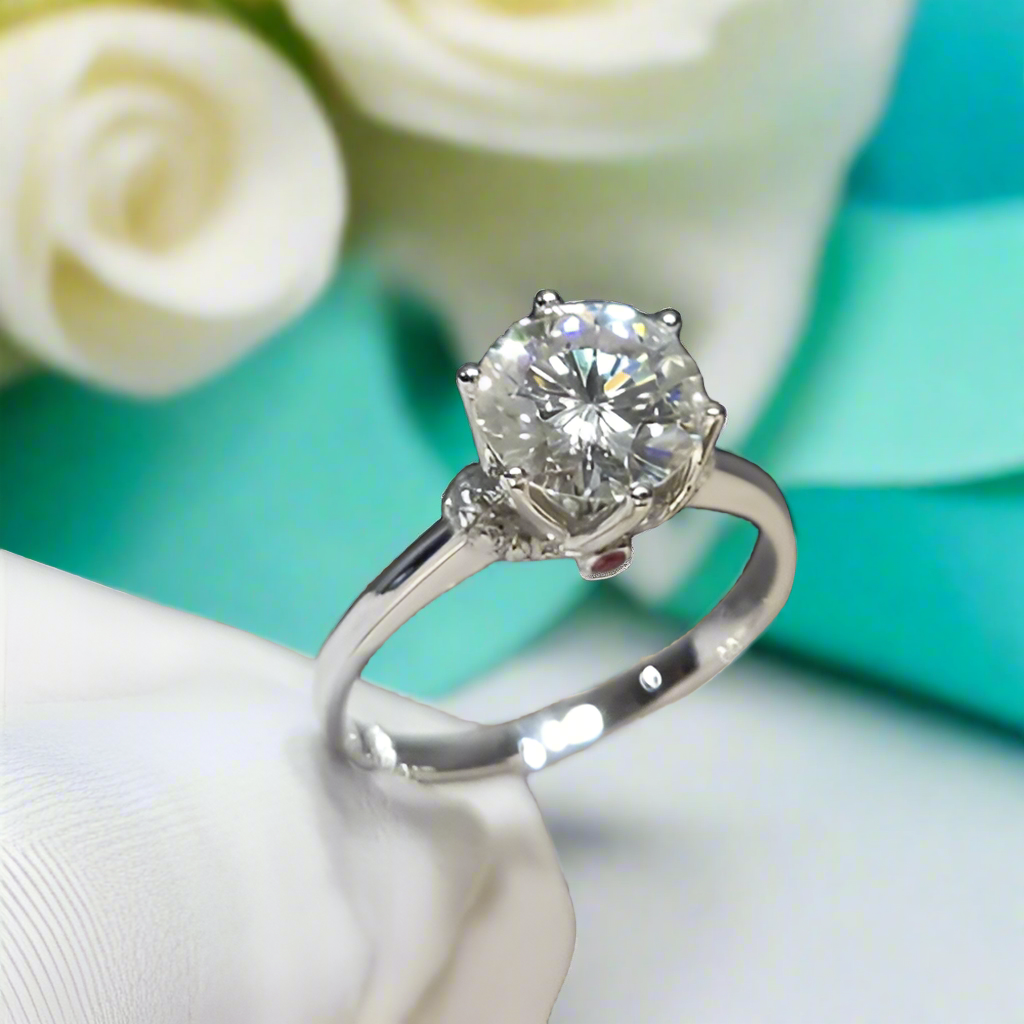 1.0ct Diamond with Crown Setting White Gold Engagement Ring-Evani Jewelry