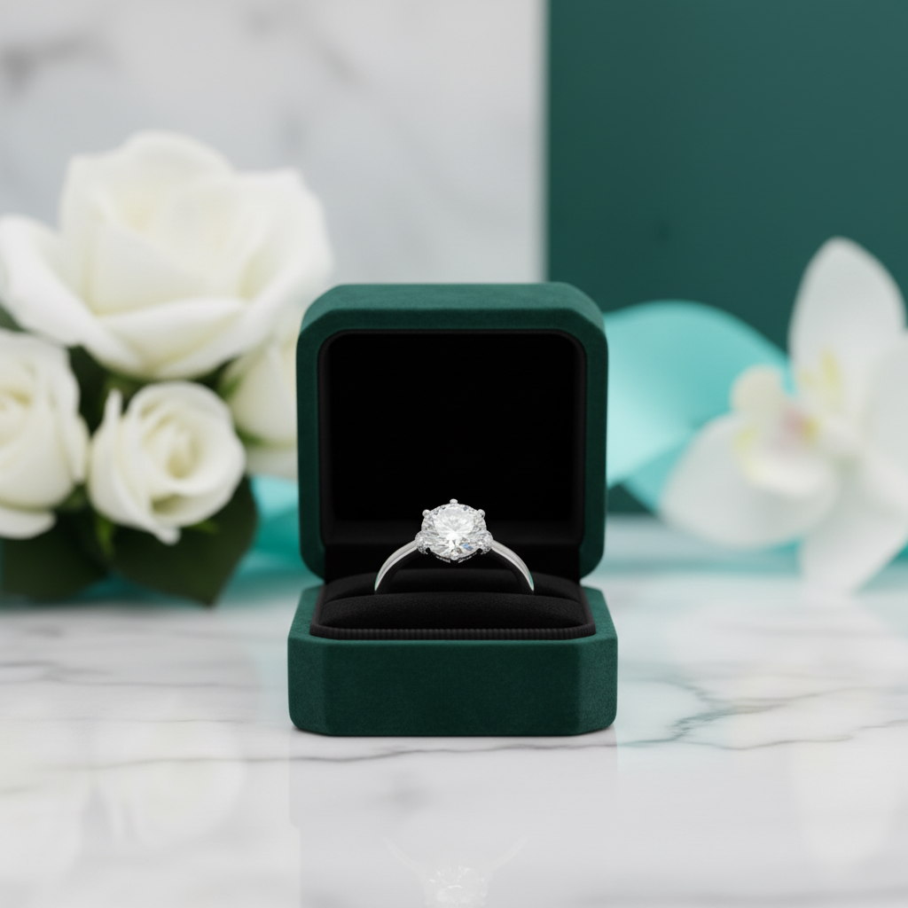 1.0ct Diamond Optionwith Crown Setting White Gold Engagement Ring