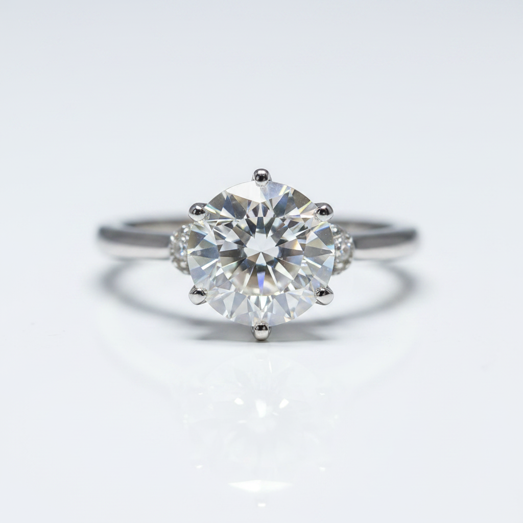 1.0ct Diamond Optionwith Crown Setting White Gold Engagement Ring